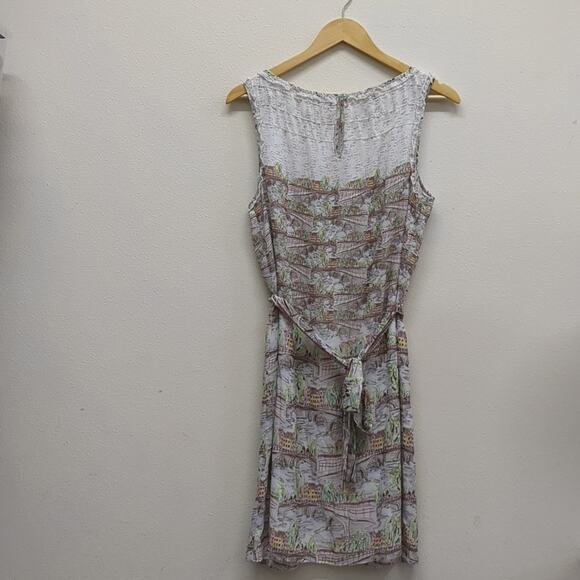 Max Studio Gray Cityscape Belted Dress Size M - Picture 6 of 8